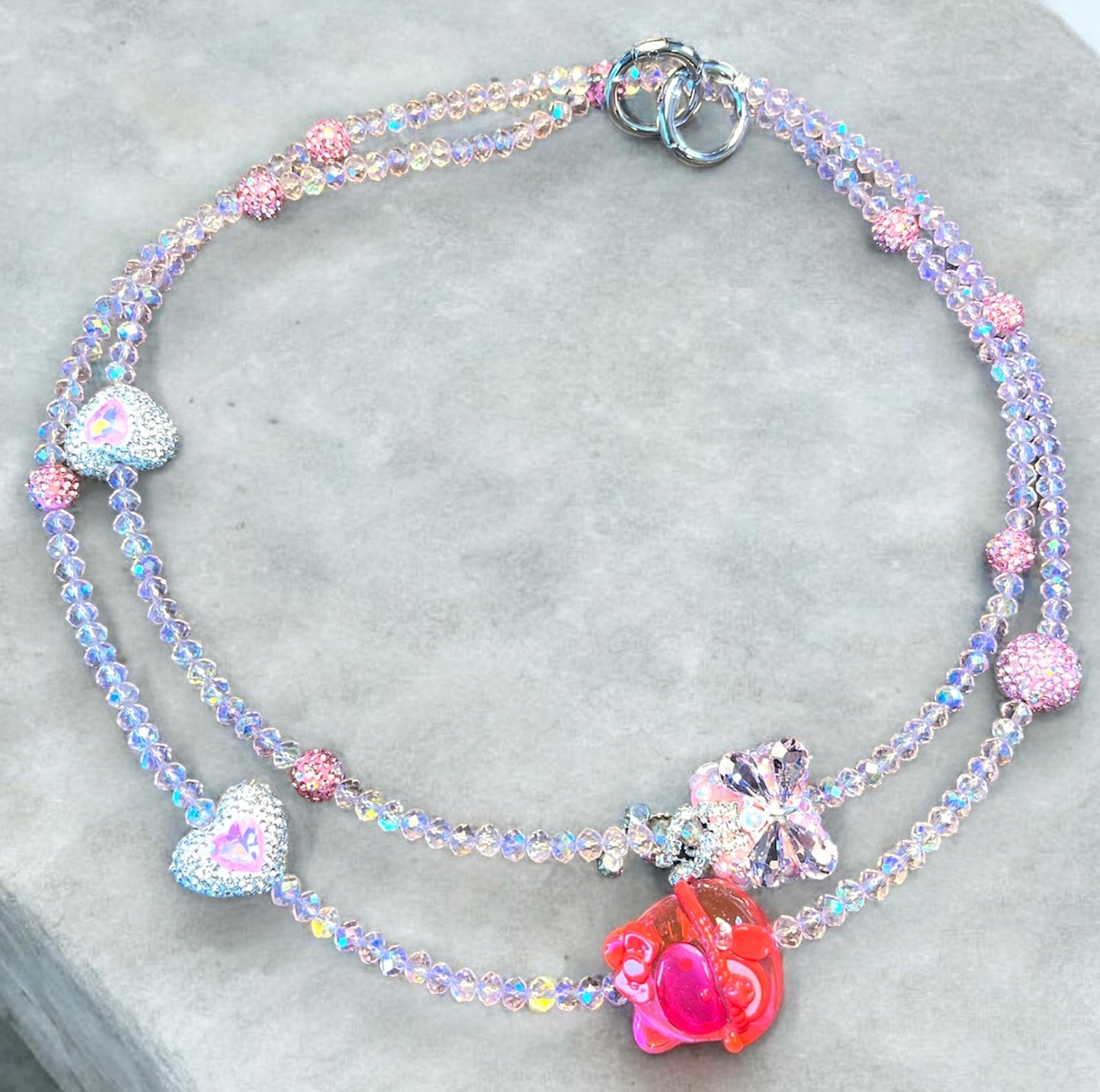 Clear Kitty Shiny Phone Charm Long P231