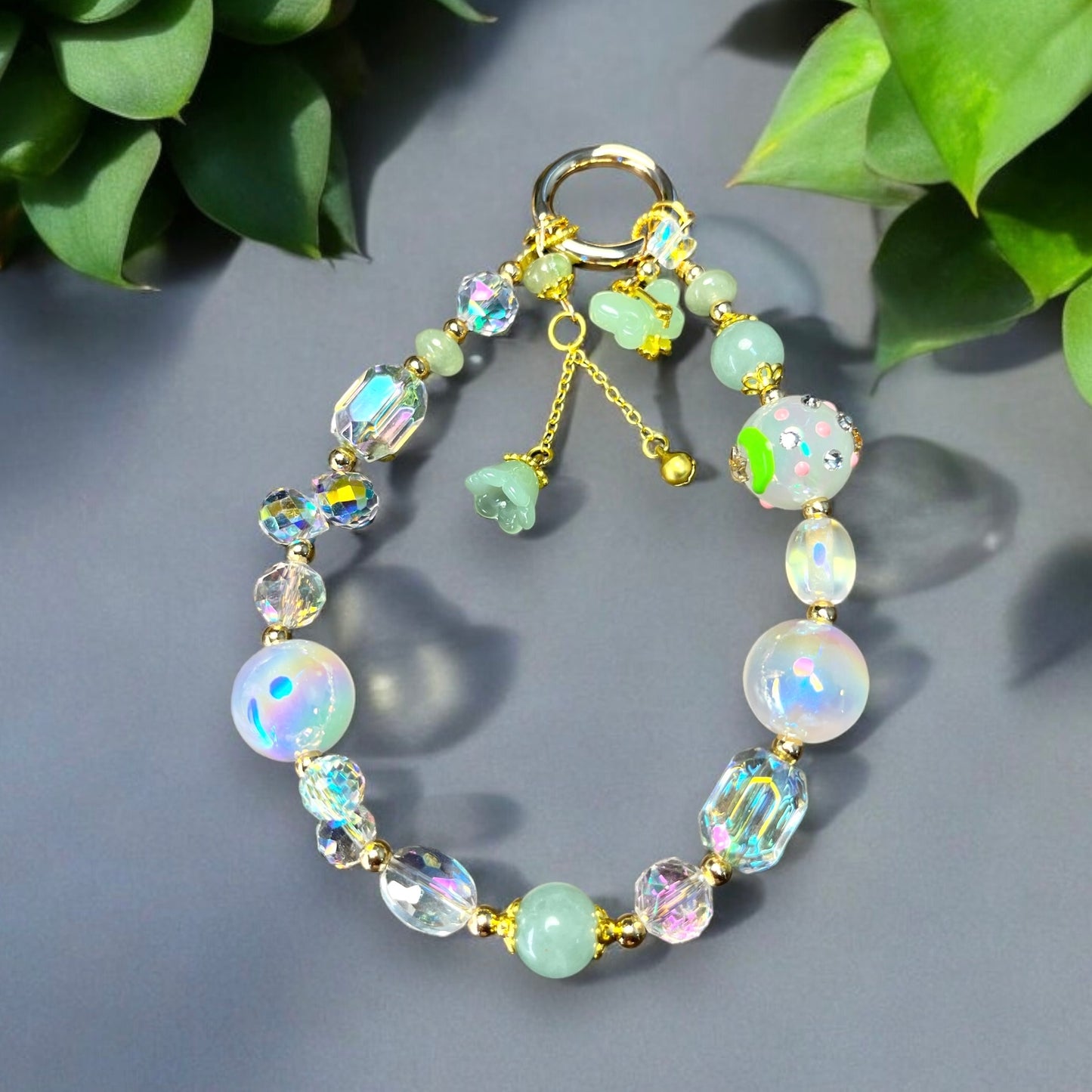 Shiny Pearl Golden Phone Charm P072