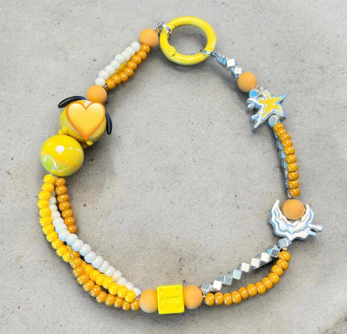 Yellow Happy Dog Bead Phone Charm P237