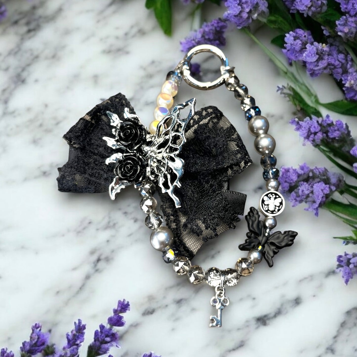 Shiny Black Bow Phone Charm P088