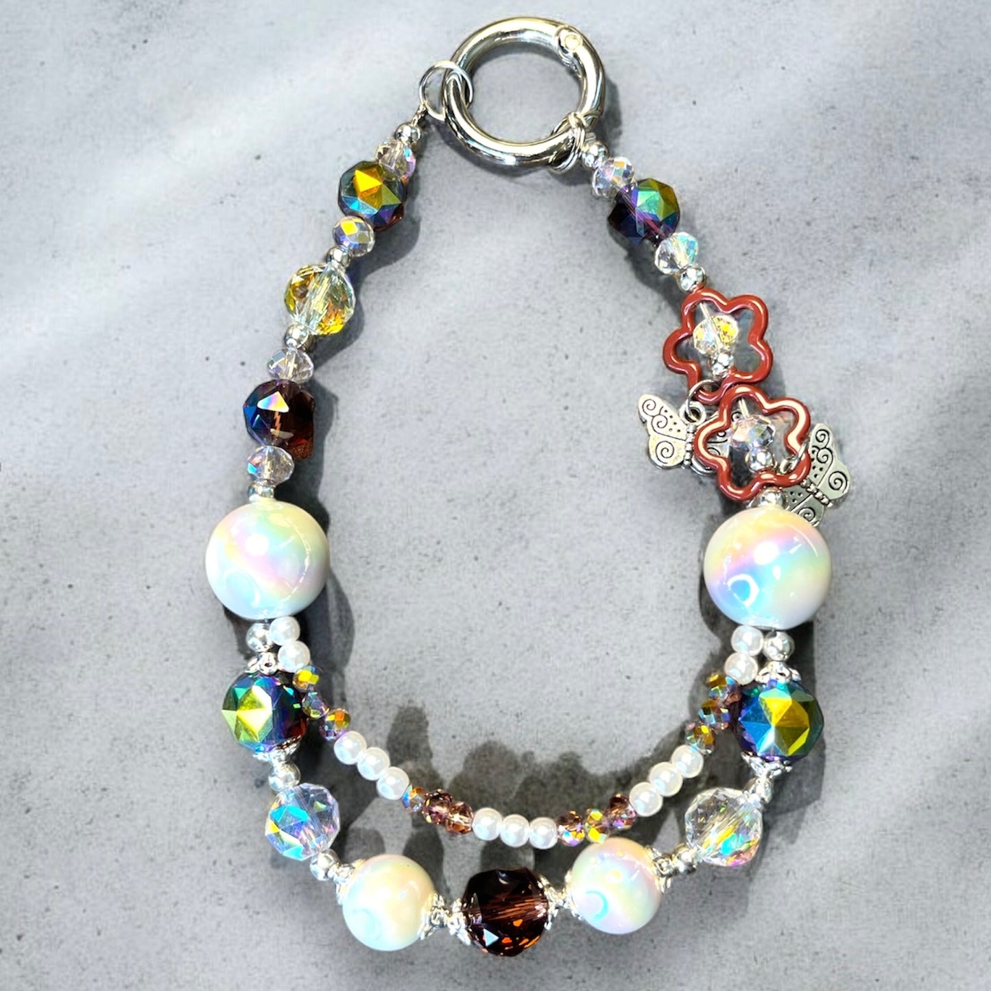 Shiny Pearl Heart Gem Phone Charm P208