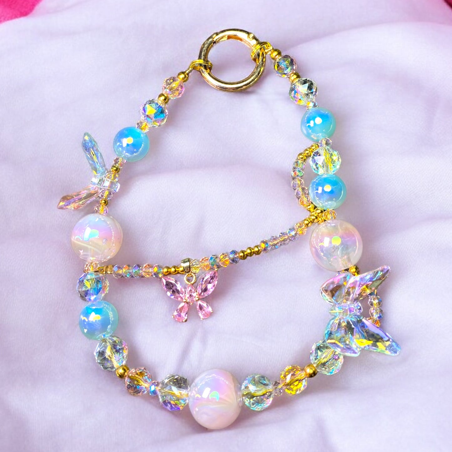Bubble Gum and Gold Phone Charm P175
