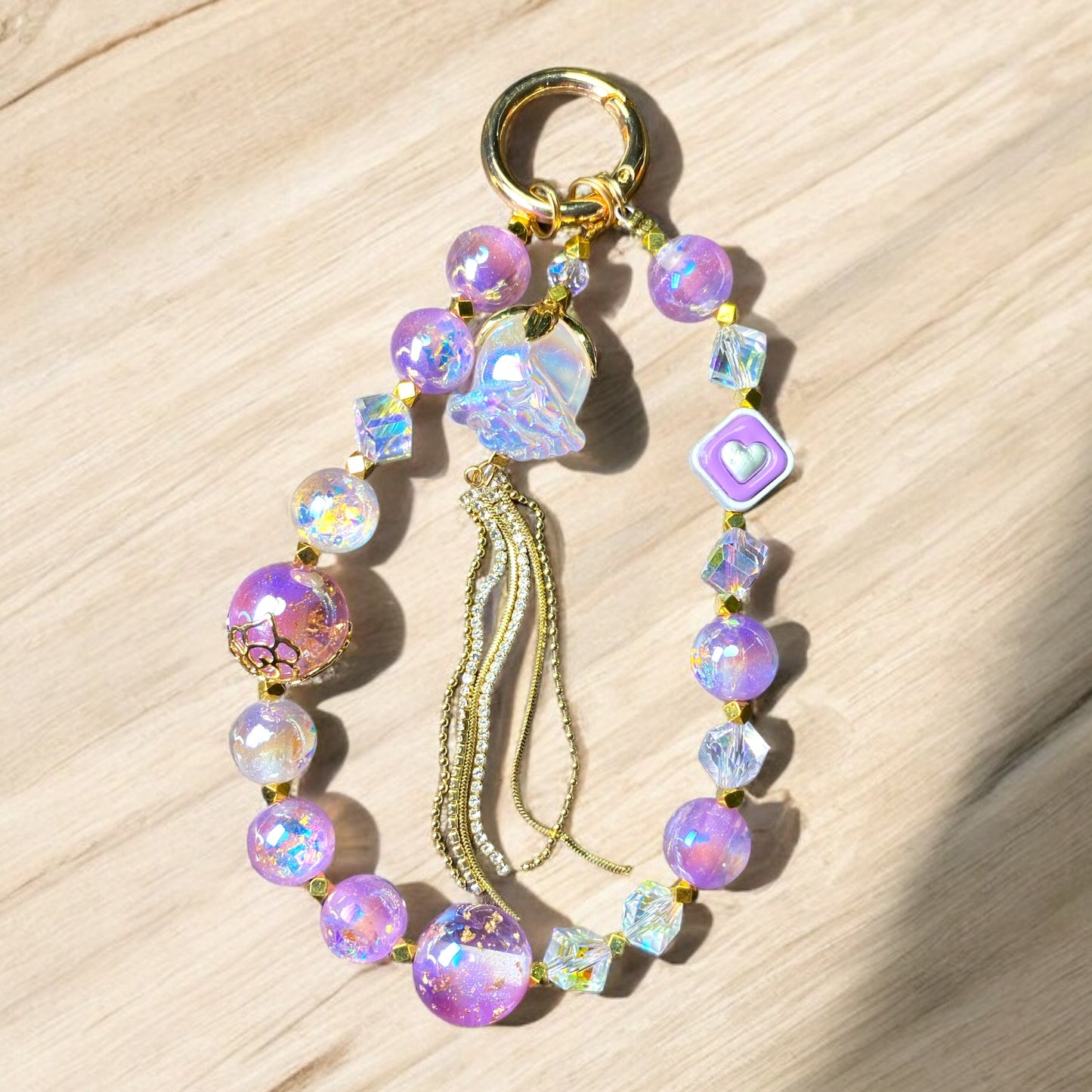 Purple Gold Flower Phone Charm P182
