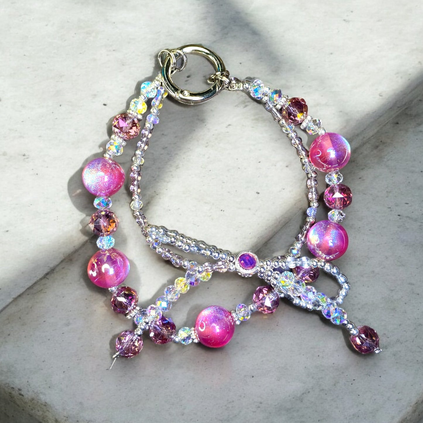 Pink Crystal Ball Dainty Phone Charm P168