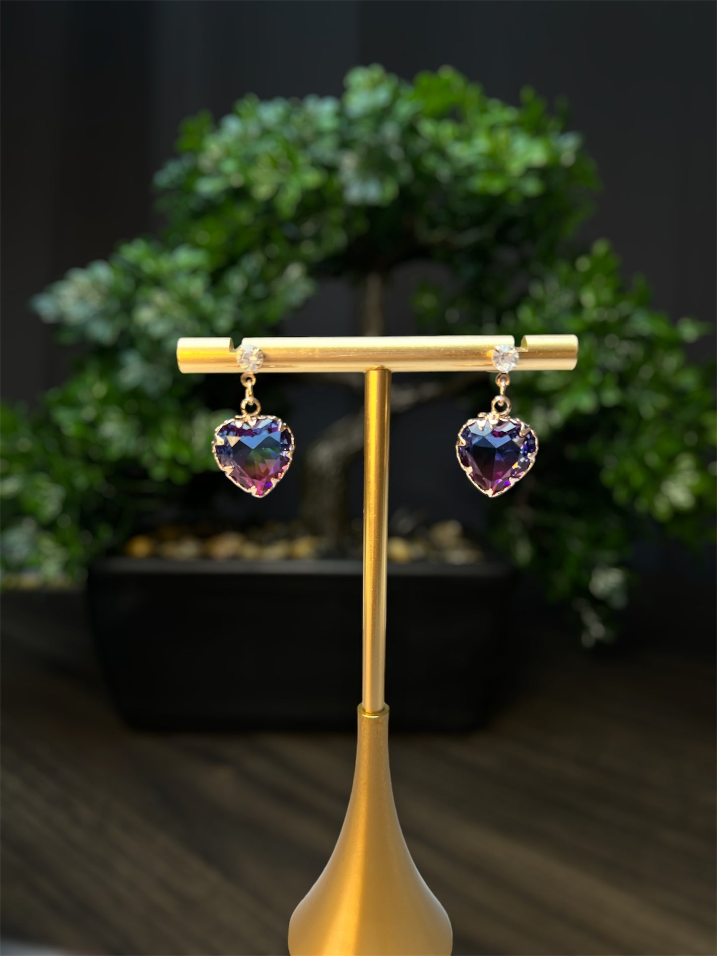 Single Drop Heart Earrings E119