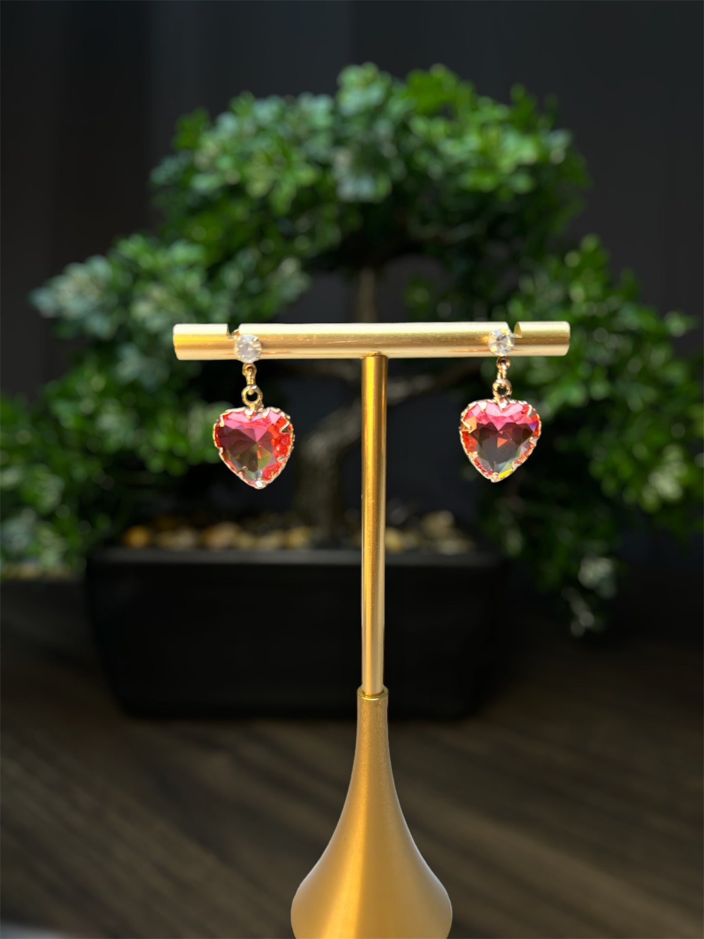 Single Drop Heart Earrings E119