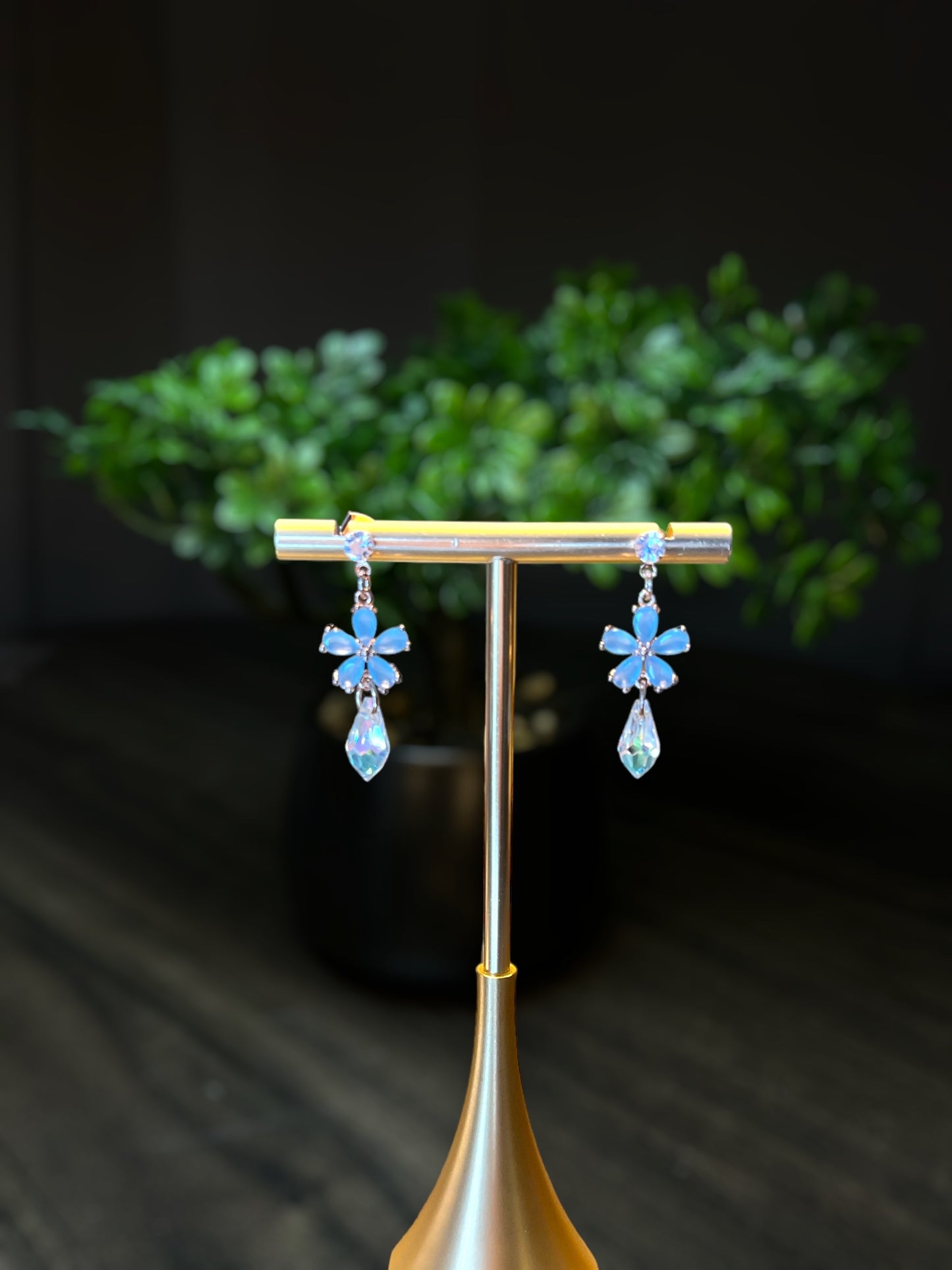 Flower Glaze Blue Earrings E031