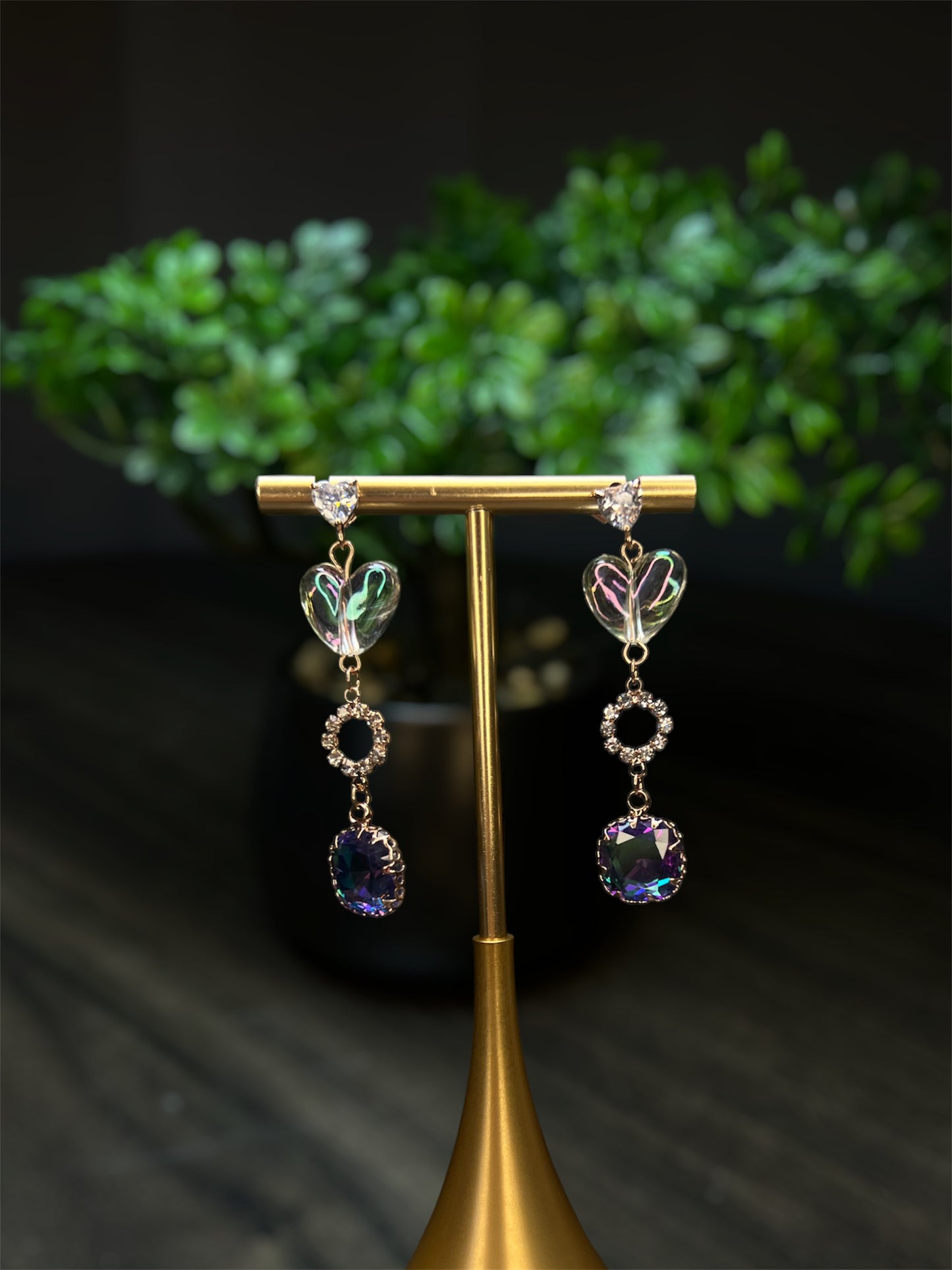 Heart Clear Sapphire Earrings E107