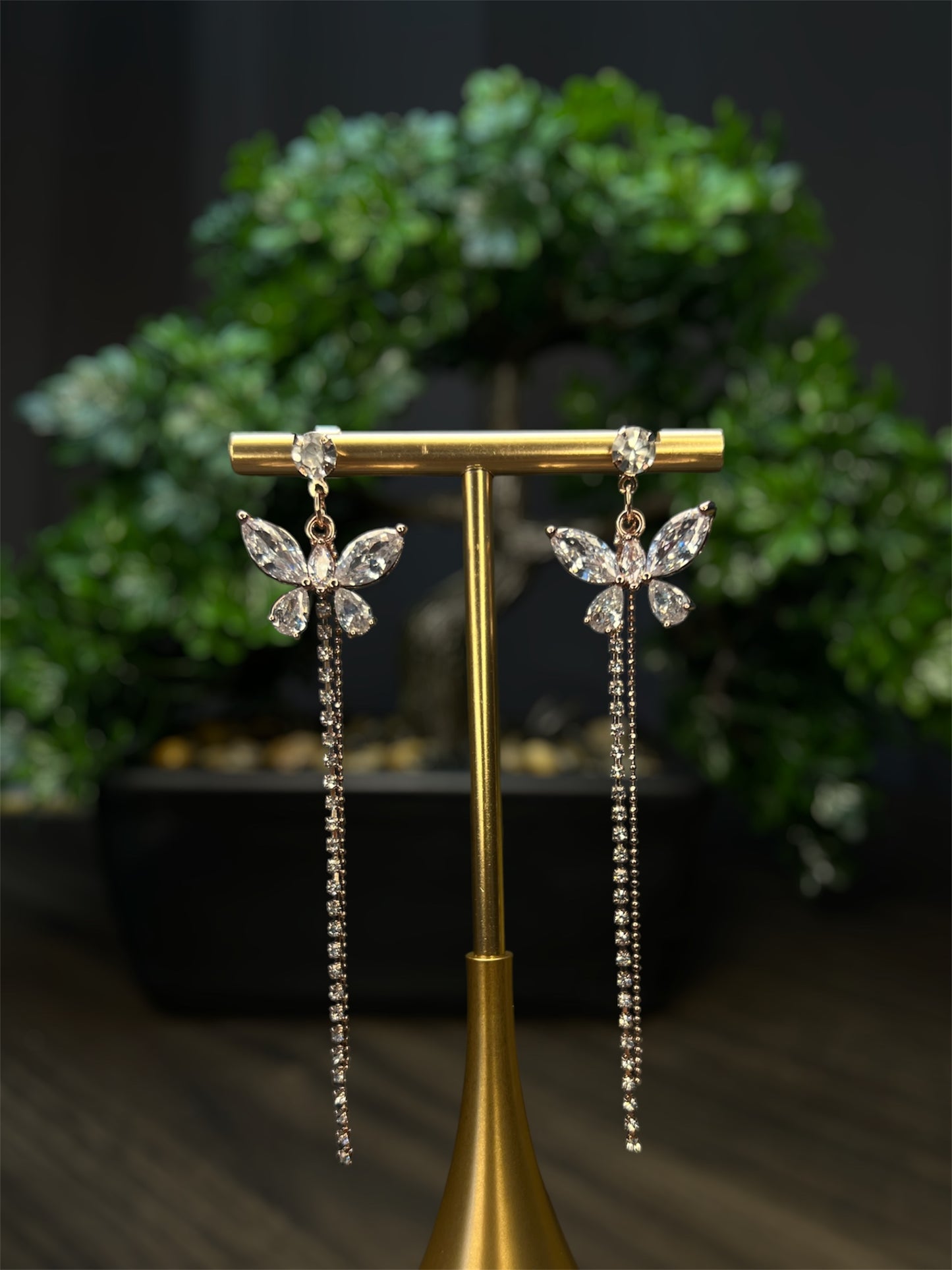 Long Shiny Butterfly Earrings E108