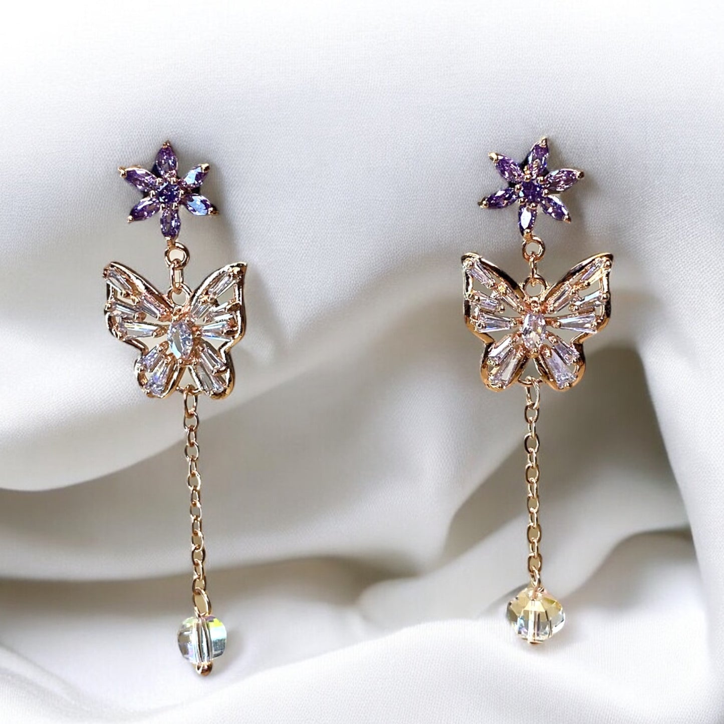 Purple Star Flower Earrings E049