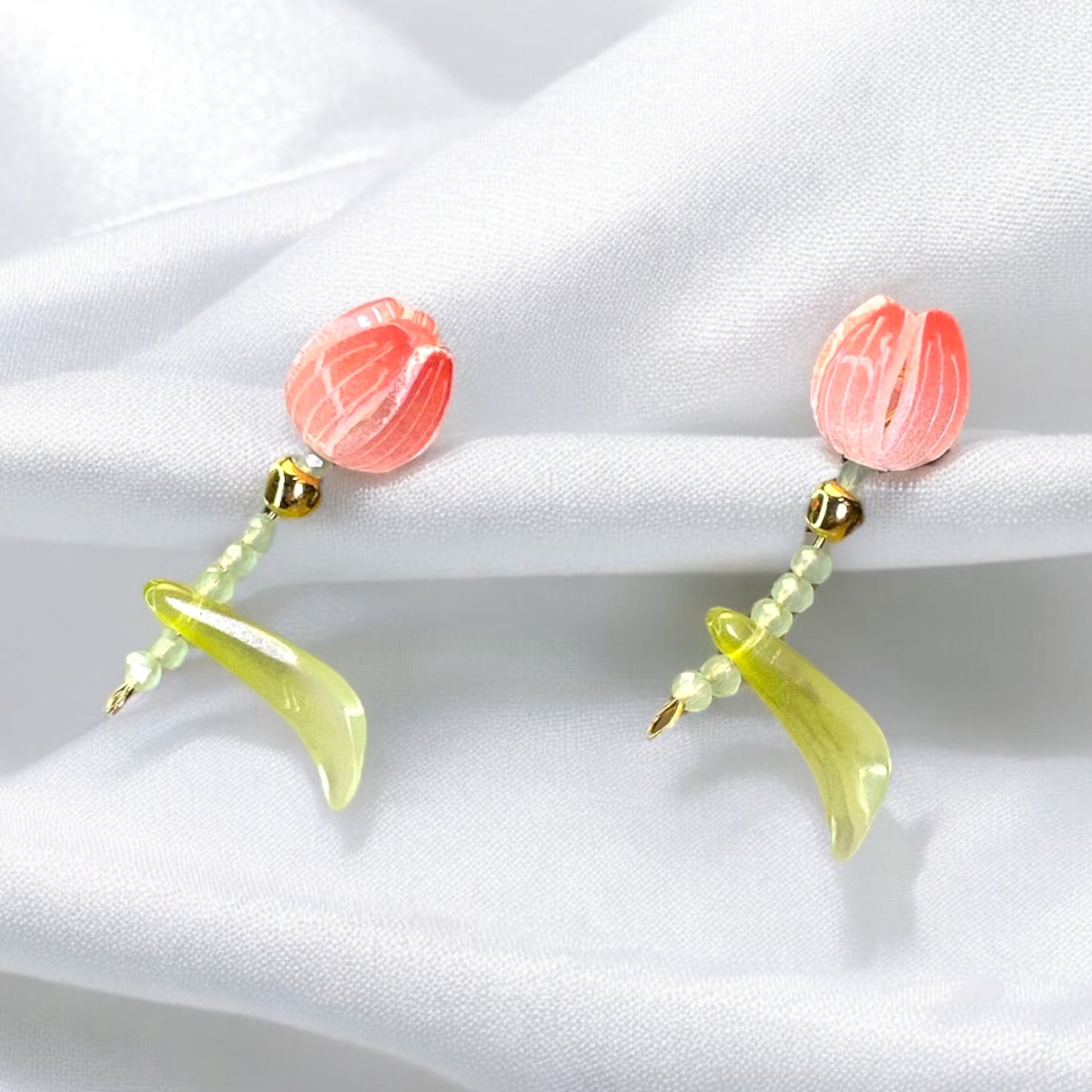 Pink 3D Tulip Earrings E016