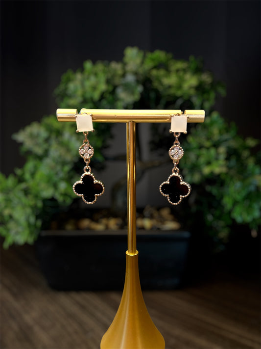 Black Flower Cross Earrings E069