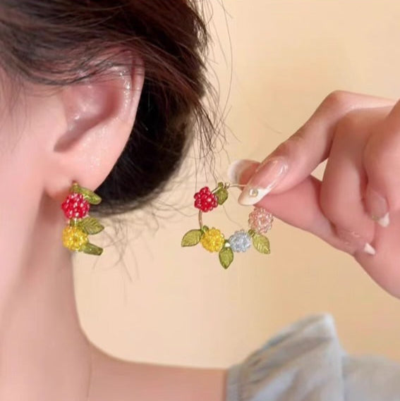 Flower Berries Earrings E008