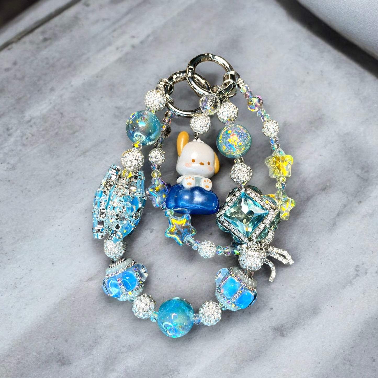 Sitting Doggy Phone Charm with Star Blue Accents P116