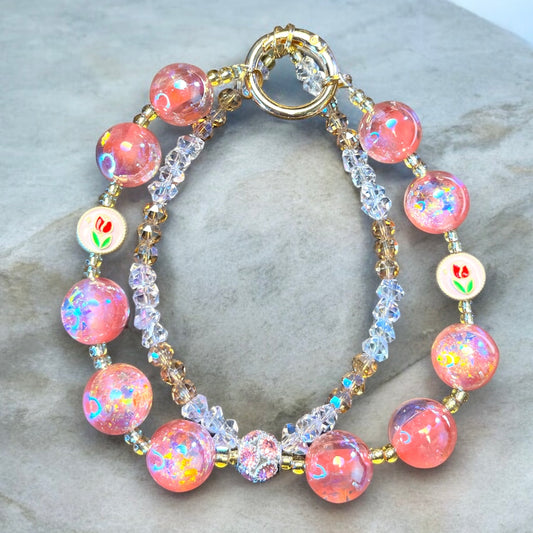 Candy Pink Sphere Bead Phone Charms P235