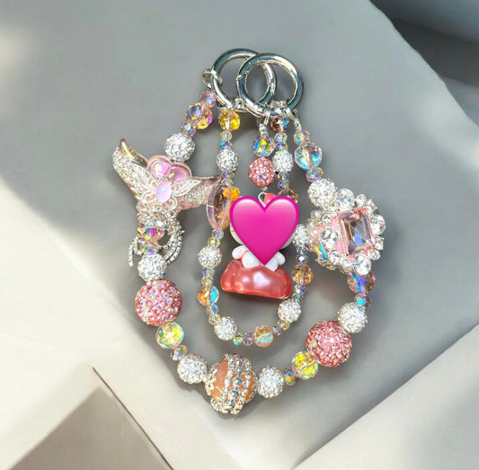 Little Kitty Pink Phone Charm with Silver Accents P119