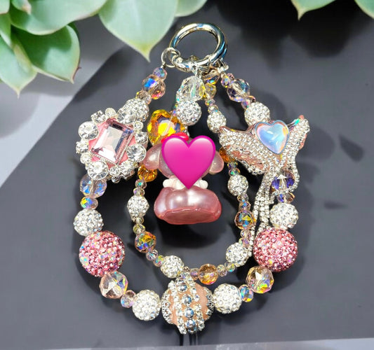 Pink Bunny Crystal Phone Charm P084