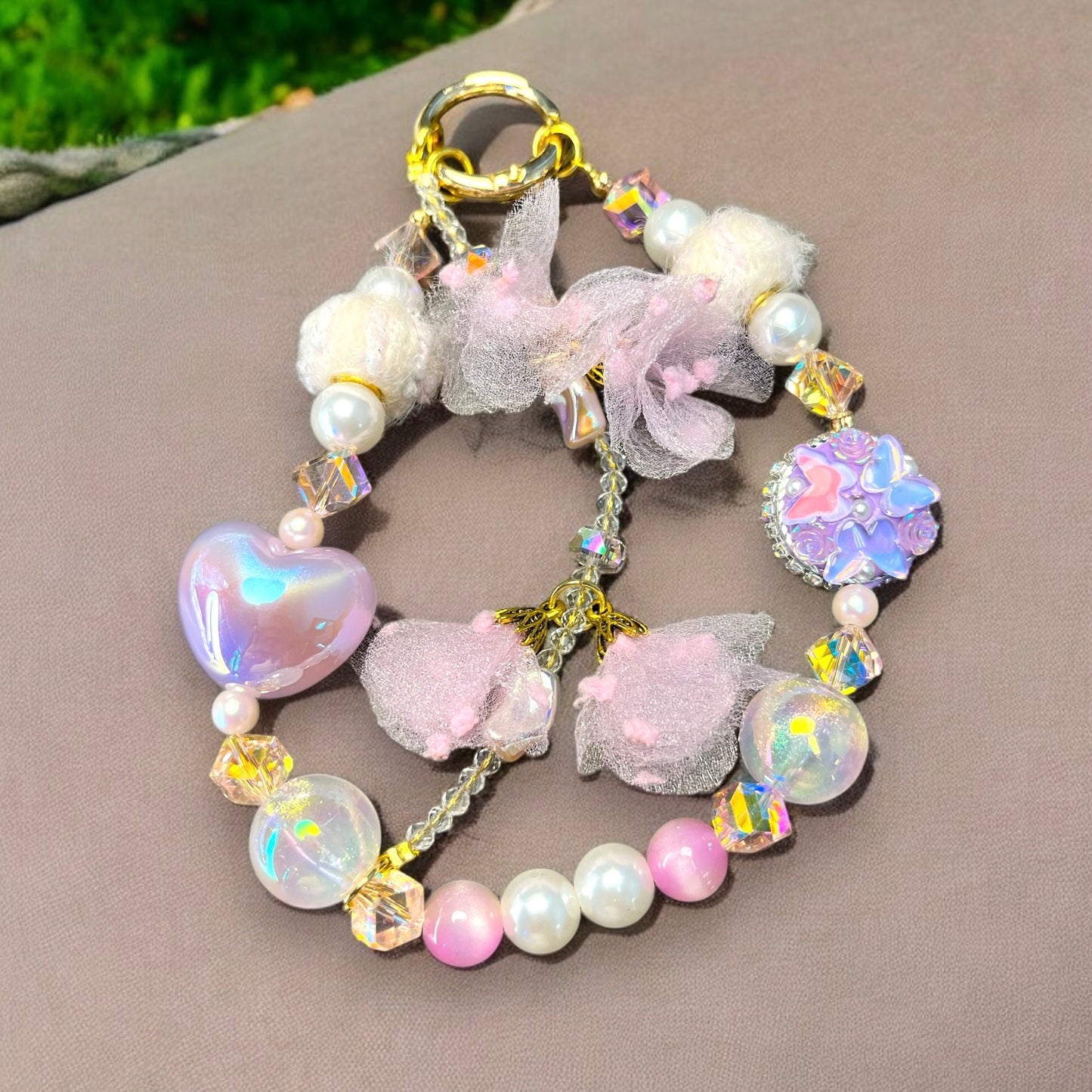 Shiny Pink Heart Phone Charm P035