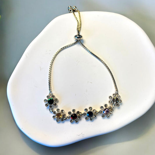 Rainbow Chrome Flower Bracelet B040