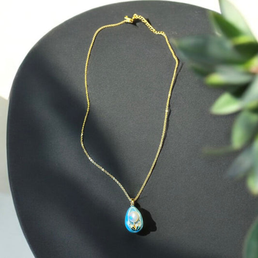 Aqua Flower Necklace N025