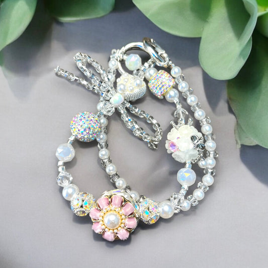Shiny Pearl Dragonfly Phone Charm P073