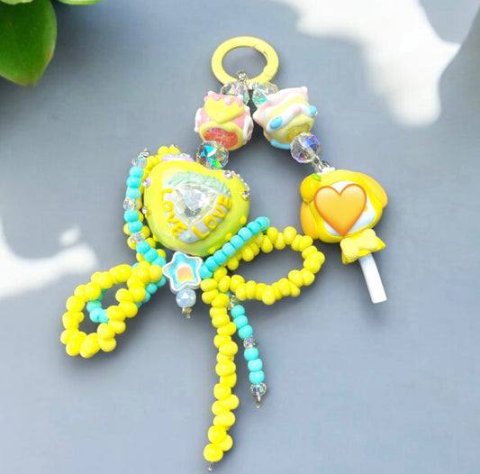 Bright Yellow Heart Dog Pop Phone Charm P068