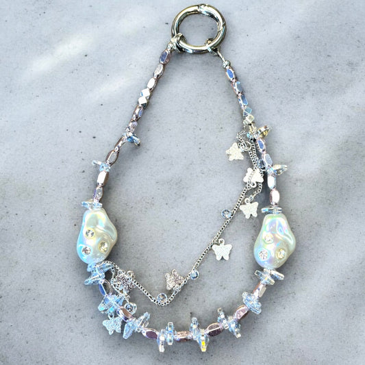 Chrome Pearl Gem Phone Charm P197