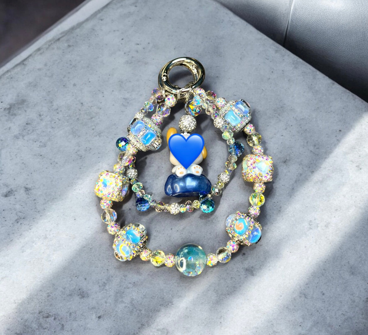 Sitting Doggy Blue Phone Charm P113