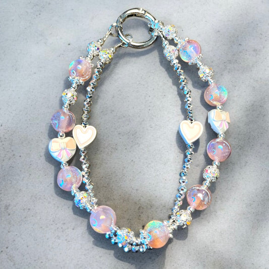 Chrome Sliver Pearls Phone Charm P218