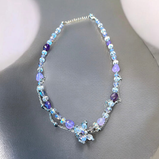 Pretty In Purple Butterfly Necklace N032