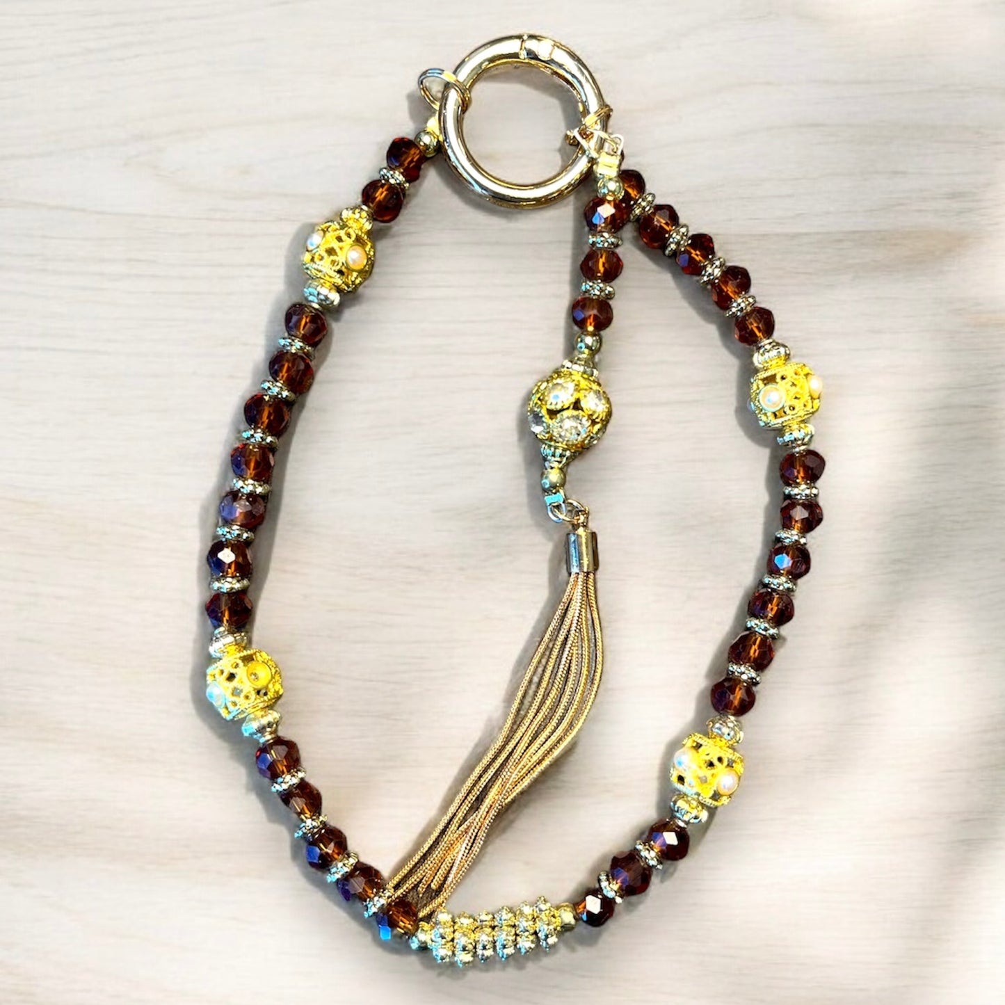 Pyramid Gold and Brown Phone Charm P216