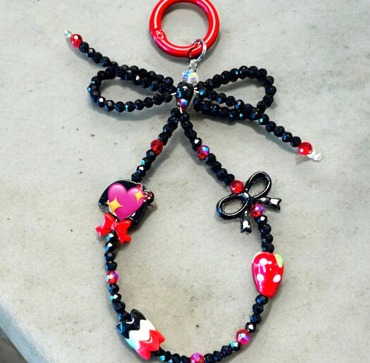 Ribbon Bow Strawberry Phone Charm P196