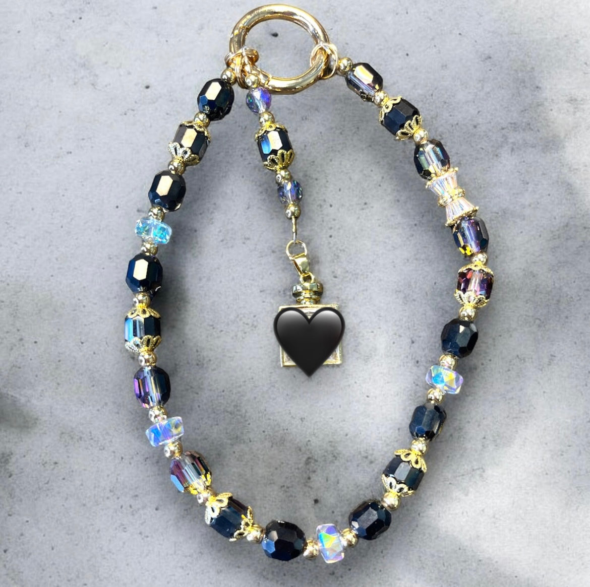 Midnight Black Gem Square Phone Charm P199