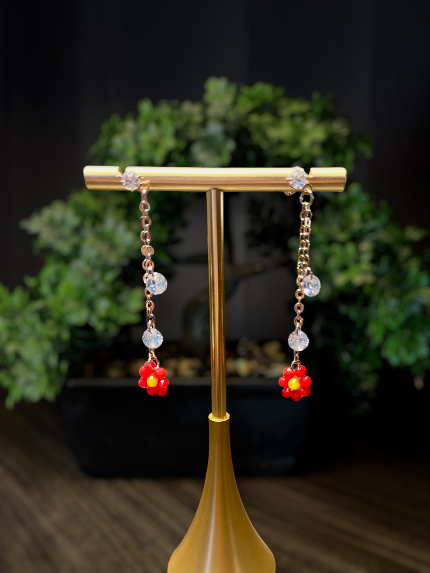 Beaded Playful Flower Earrings E055