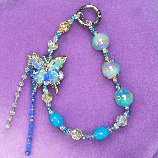 Majestic Aqua Butterfly Phone Charm P177