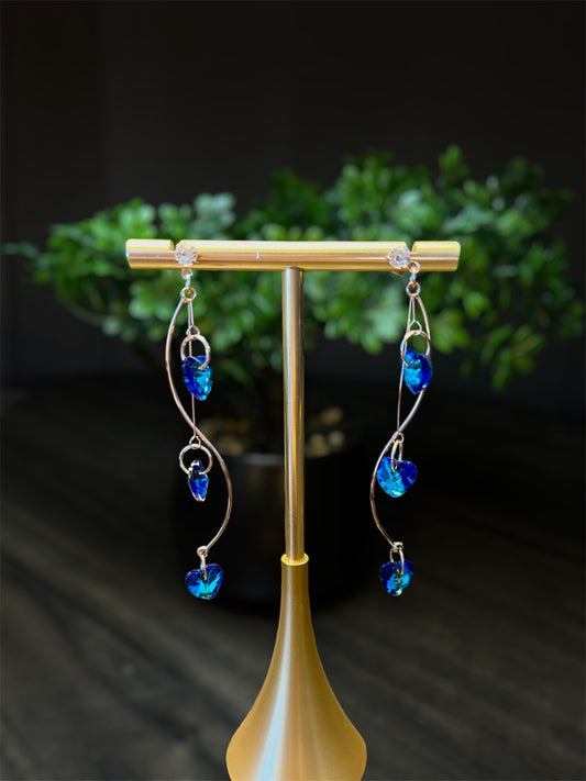 Sapphire Heart Drop Earrings E061