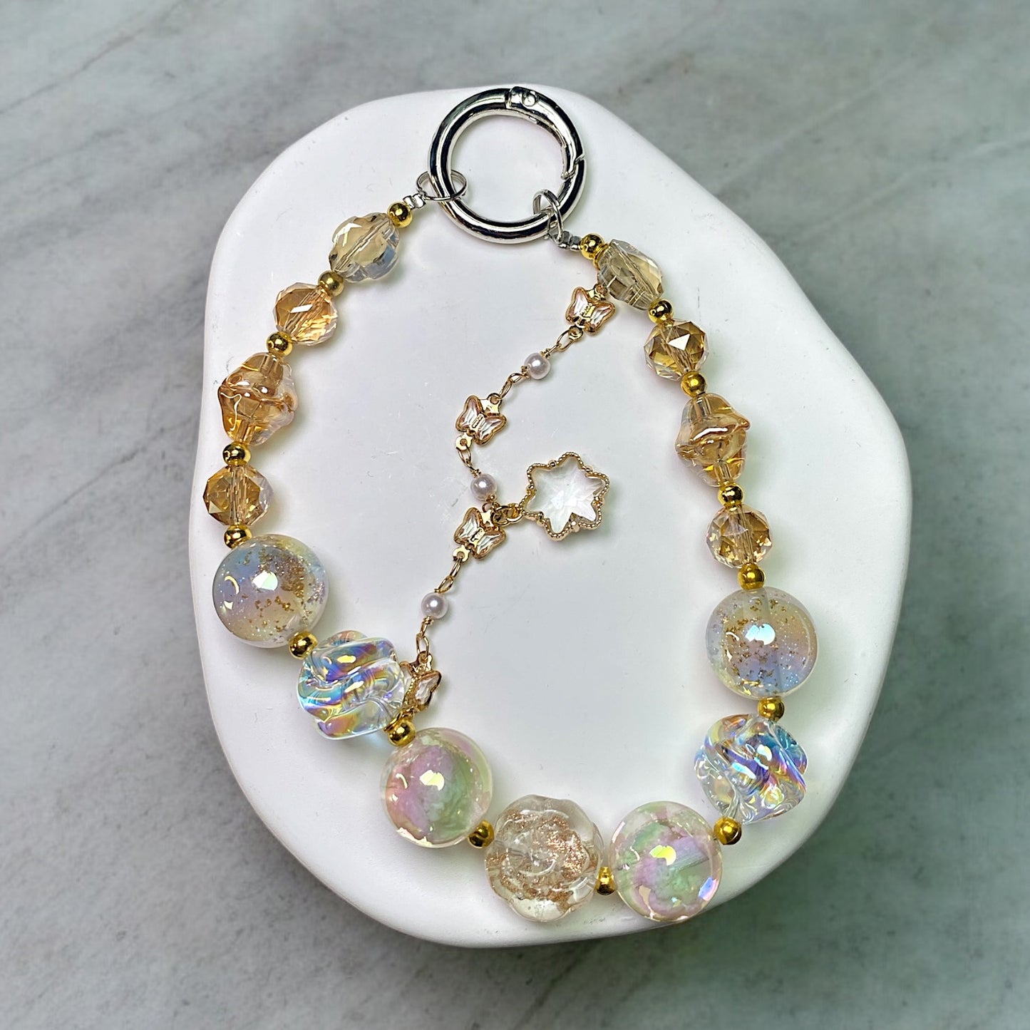 Royal Crystal Gold Flower Phone Charm P151