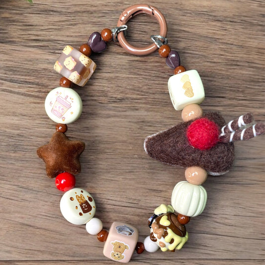 Fuzzy Brown Doggy Design Phone Charm P159