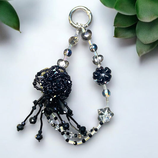 Black Satin Bow Phone Charm P176