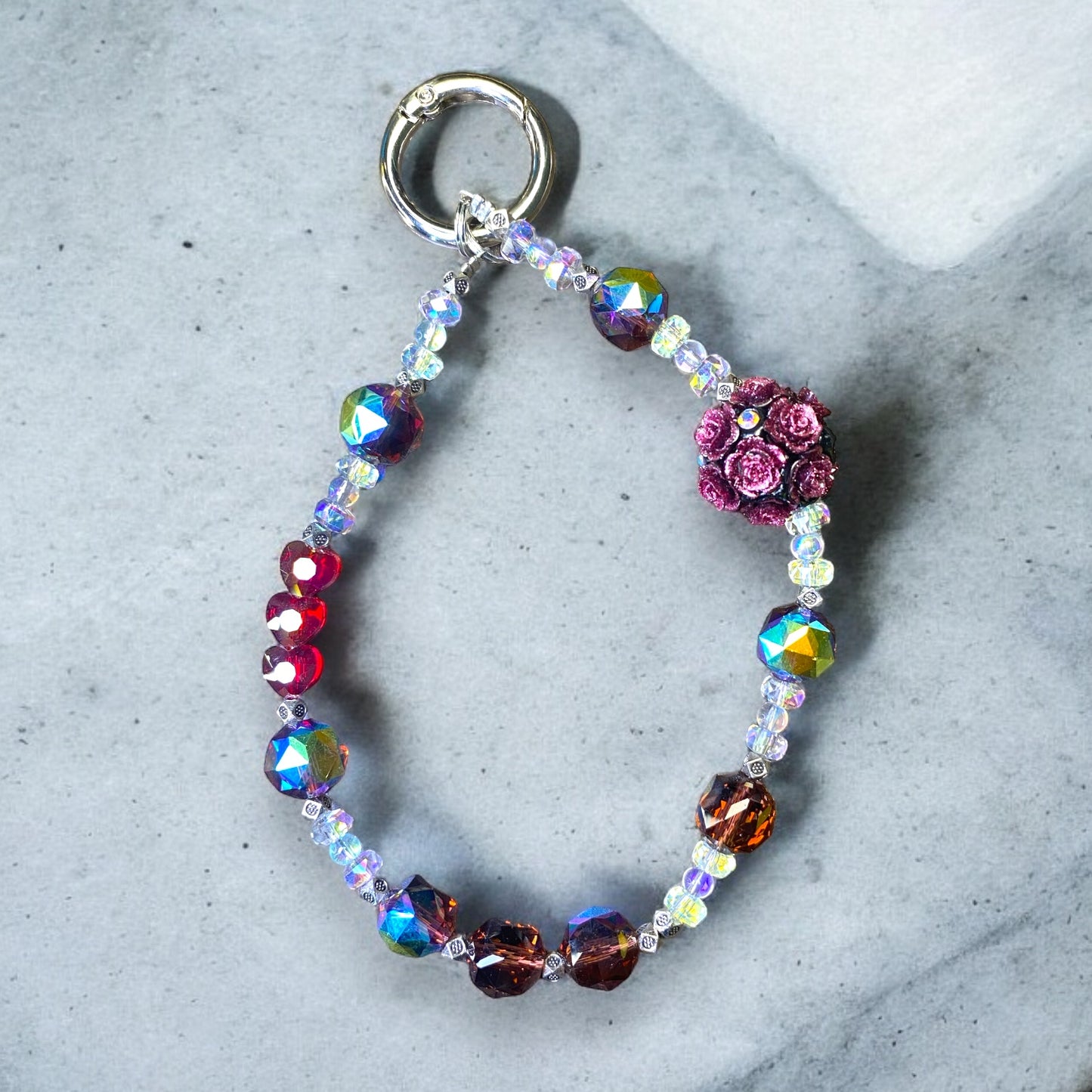 Burgundy Crystal Bouquet Phone Charm P148