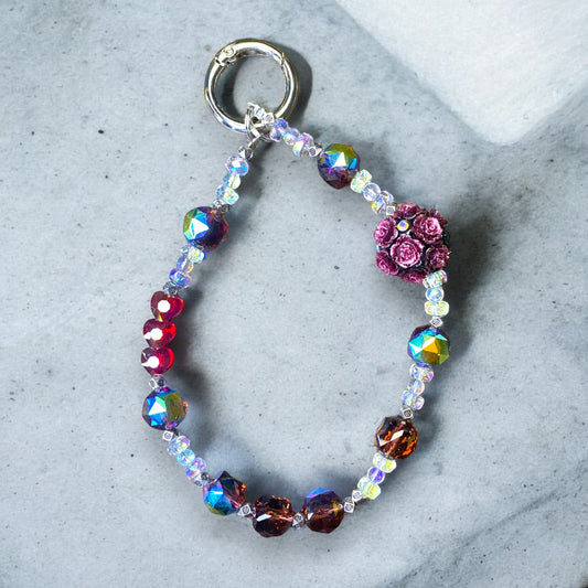 Burgundy Crystal Bouquet Phone Charm P148