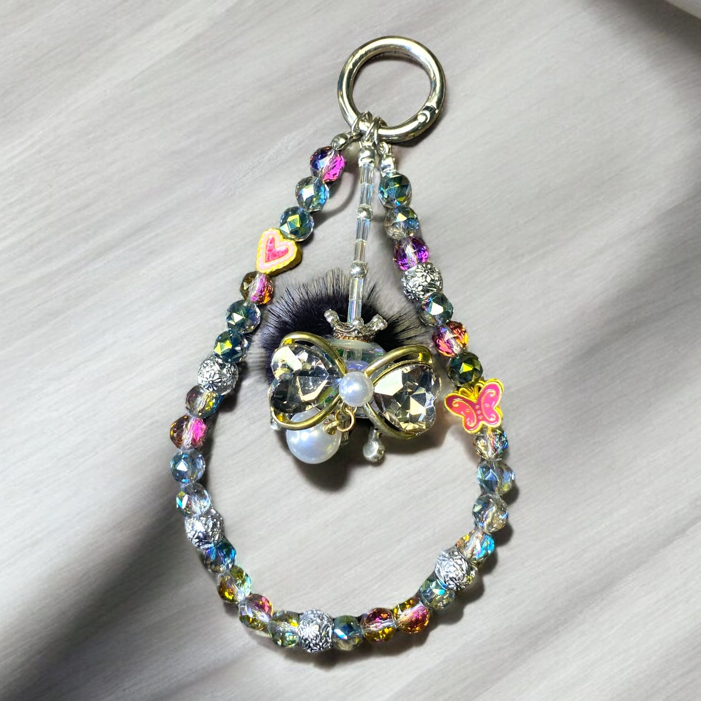 Rainbow Goth Crystal Phone Charm P146