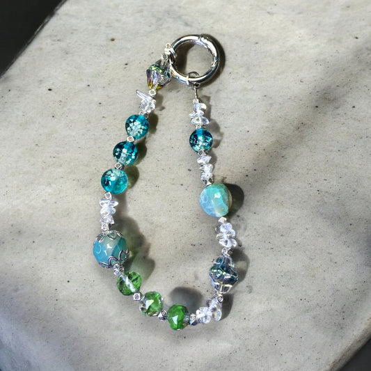 Jade with Real Flowers Phone Charm P134