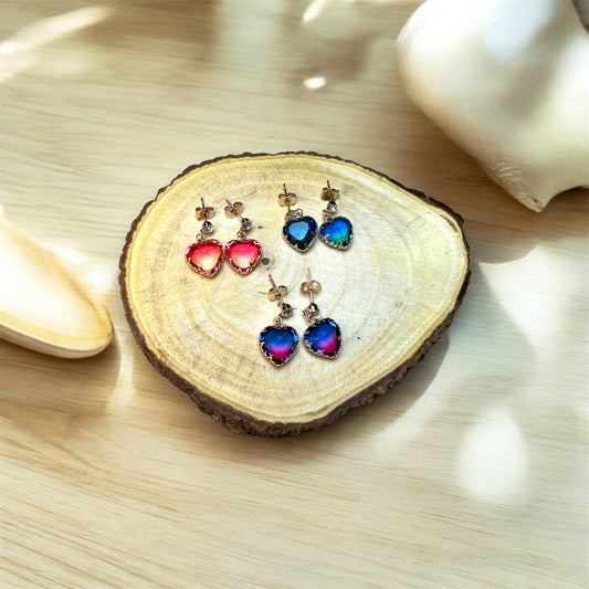 Single Drop Heart Earrings E119