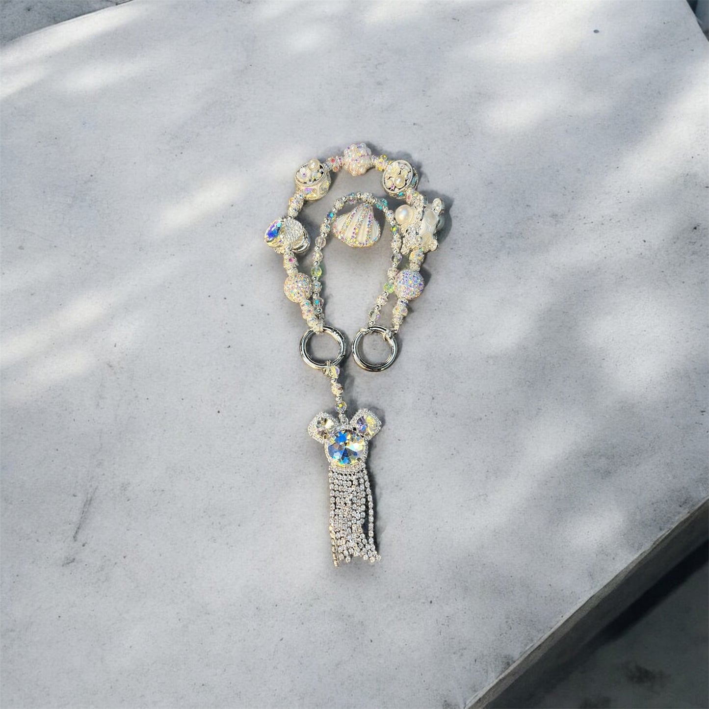 Shiny White and Silver Sparkly Phone Charm P096