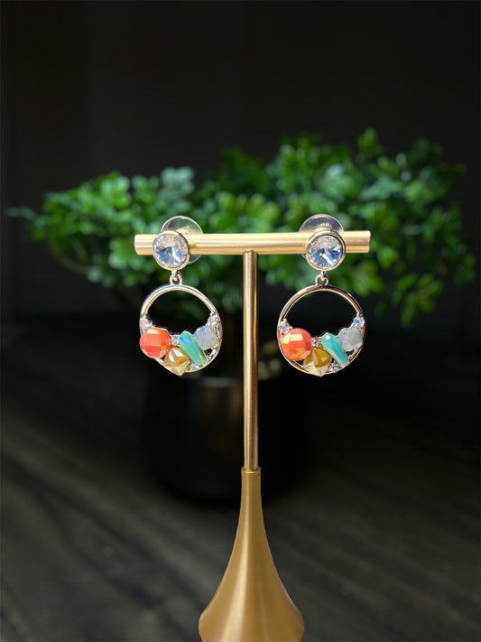 Golden Abstract Peach Earrings E125