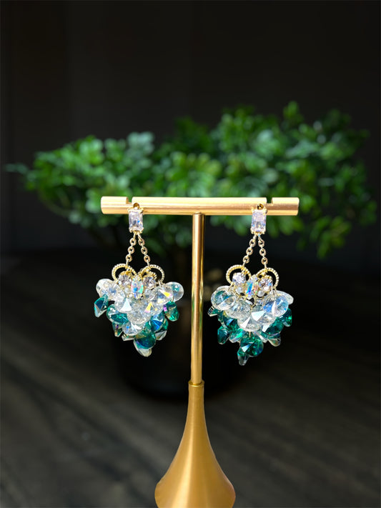 Green Chunky Crystal Earrings E143