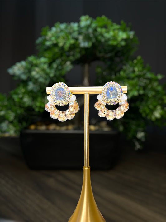Light and Dark Blue Crystal Loop Earrings E146