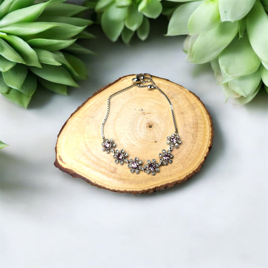 Tiny Purple Flowers Bracelet B032