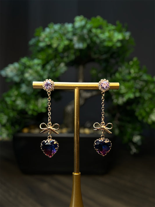 Purple Sunset Heart Earrings E057
